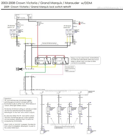 1996 Mercury Grand Marquis - '09- CV/GMQ lock switches into '03-'08 CV/GMQ/MM with DDMs Same as this diagram; http://www.supermotors.net/registry/media/894909 But using…