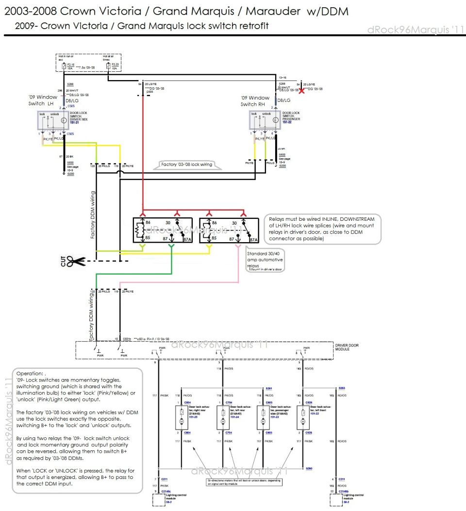 '09- CV/GMQ lock switches into '03-'08 CV/GMQ/MM with DDMs


Same as this diagram;
http://www.supermotors.net/registry/media/894909

But using 2 relays by splicing into DDM harness/pigtail