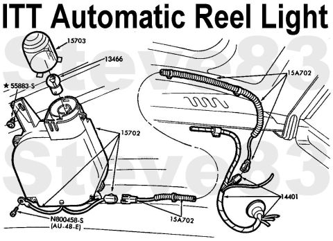 1983 Ford Bronco - ITT Reel Light used in ~'80~90 Ford trucks & later Jeeps has ~25' of self-retracting cord (twists, knots, kinks, & dirt inside the case int…