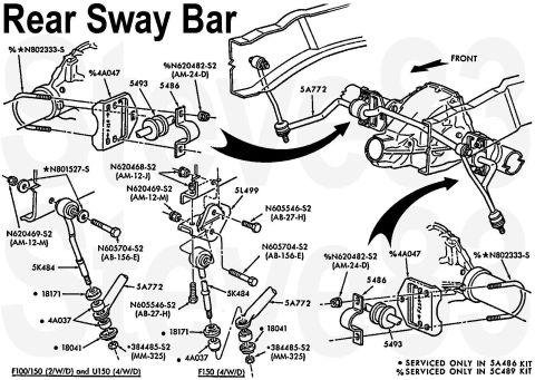 1983 Ford Bronco - Rear Anti-Sway Bar IF THE IMAGE IS TOO SMALL, click it. Apparently, Lightnings use the 4WD end links. 18041 End Link Outer Washer 18171 End…