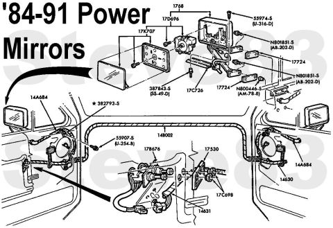 1983 Ford Bronco - '82-91 Power Mirrors (MYTHICALLY-rare) E3TZ17682H right power mirror E3TZ17682J left power mirror I've found this wiring harness on a coupl…