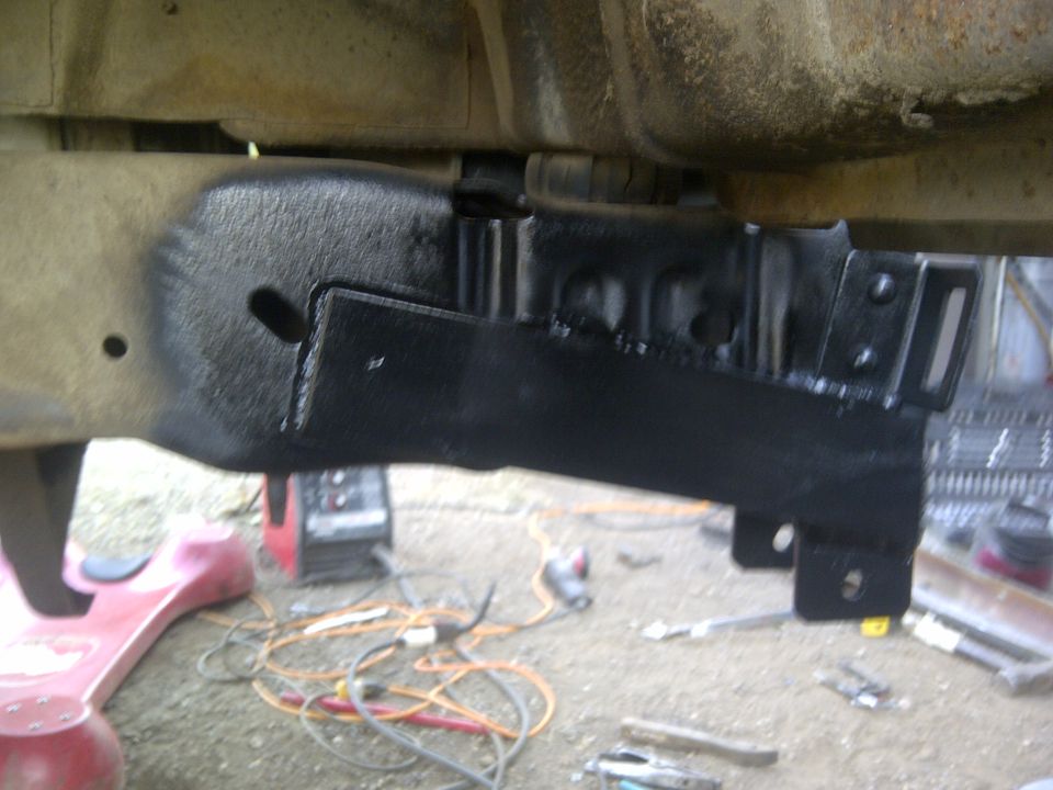 Black painted frame bracket with mounting holes