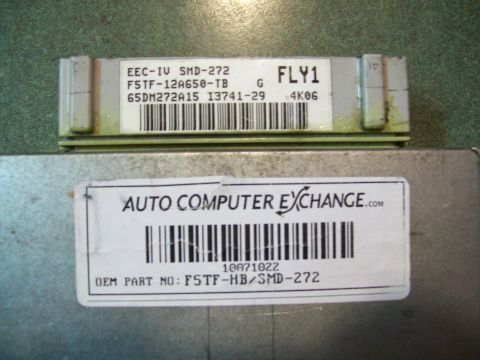 1993 Ford F-150 - An engine control module is shown, with part numbers and exchange information visible on its labels.