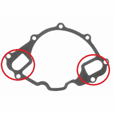 1993 Ford Bronco - Gasket for engine part, with two areas circled in red.