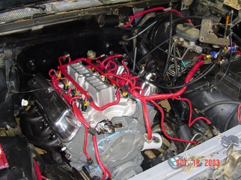 1989 Ford Bronco - Put the main engine harness on first thing today, then the fuel injectors and fuel rail