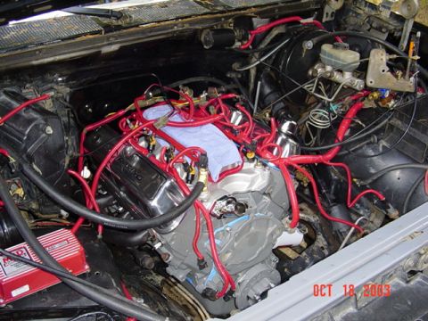 1989 Ford Bronco - Hooked up the fuel lines, and the heater hose ECT thingie