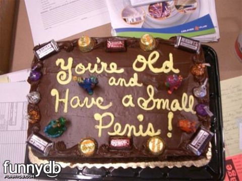 1988 Ford Bronco - A chocolate cake is decorated with a humorous message and various candies.