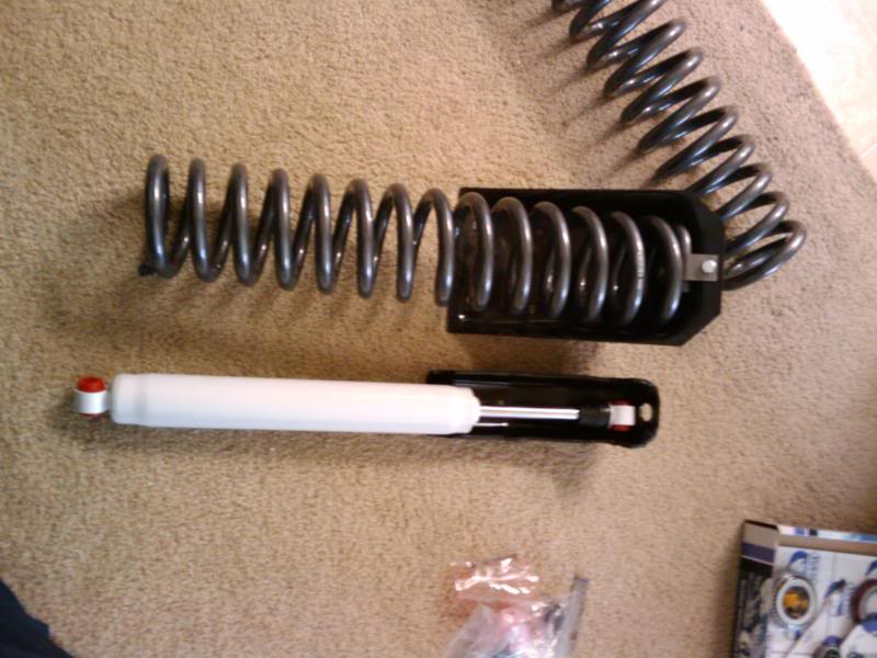 Coil spring and shock absorber on carpet