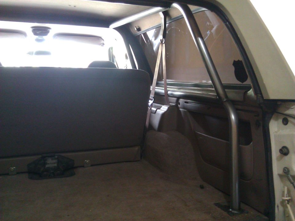 Interior view of a roll cage in a vehicle