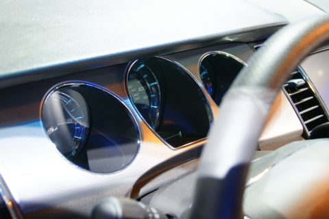 1993 Ford Taurus - Close-up of a car's interior dashboard, showing the instrument cluster and steering wheel.