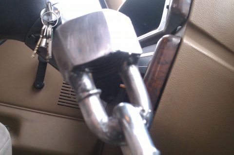 1987 Ford Bronco - Custom steering column modification in a 1987 Ford Bronco interior.