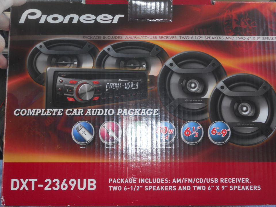 Box for a Pioneer DXT-2369UB complete car audio package with receiver and speakers
