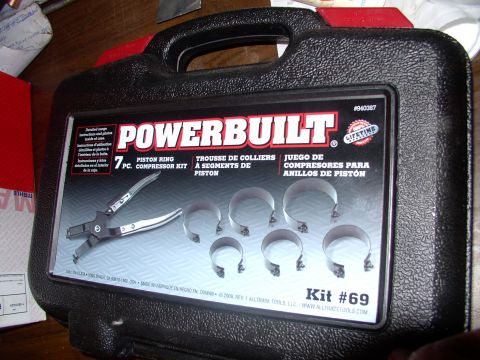 1983 Chrysler Fifth Avenue - Couldn't find my whipped, 25 year old band type piston ring compresser anywhere. Canadian Tire will loan this tool kit free to anyone willi…
