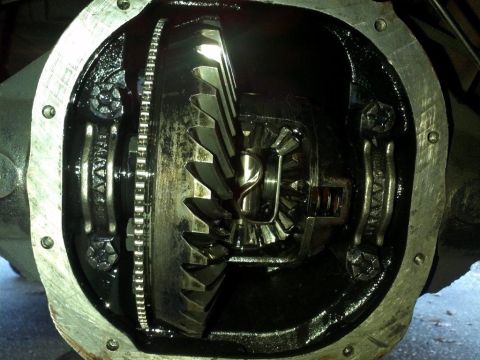 1993 Ford Bronco - Close-up view of an open differential housing, showing internal gears and components.