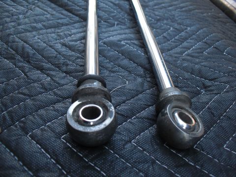 1986 Ford Bronco - Close-up view of two Bilstein 7100 shock absorbers, likely for an off-road application.