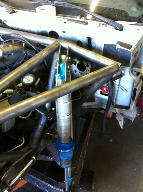 1992 Ford Ranger - Custom roll cage and shock absorber assembly, likely for off-road racing or modification.