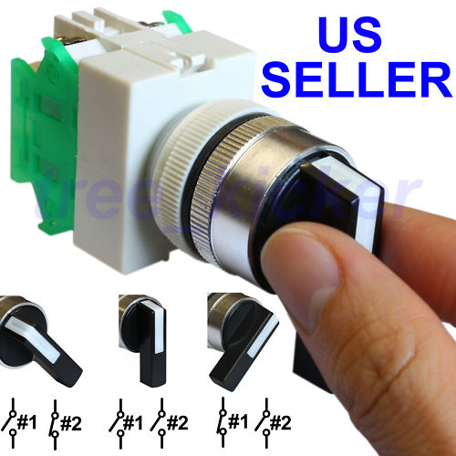 Product listing photo of a rotary selector switch with US SELLER text and contact diagrams