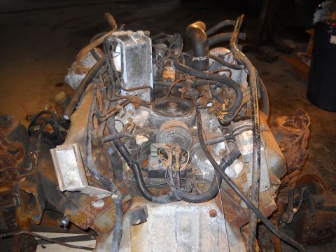 1988 Ford F-250 - This is a diesel engine assembly, likely removed from a vehicle for repair or rebuilding.