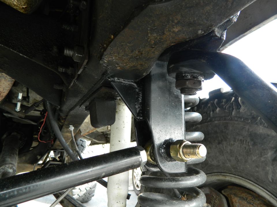 Close-up of a vehicle's suspension system with a tire visible