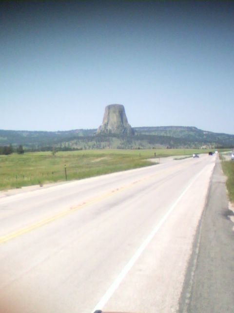 2007 Dodge Caliber - View of Devils Tower National Monument from a highway on a sunny day.