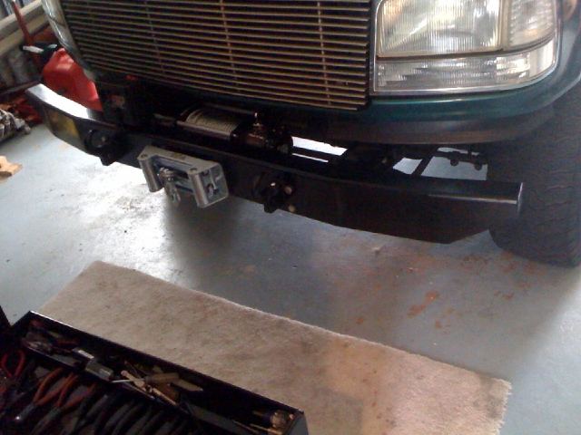 1996 Ford Bronco front bumper with a winch mounted