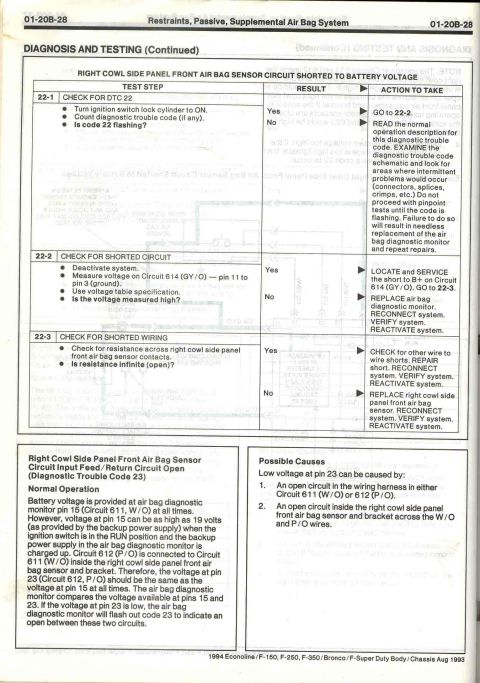 1996 Ford Bronco - Air Bag Code 22 - 3