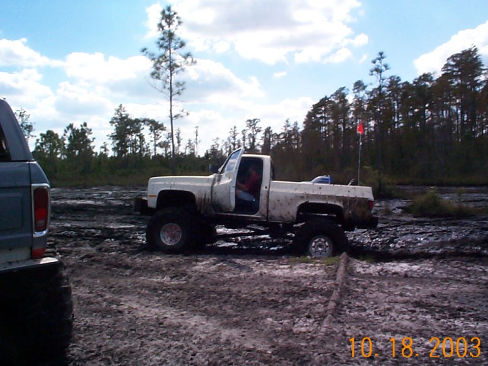 Bottle fed Chevy at the first big mud hole, most of these big guys weree running at least 40's.
