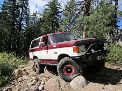 1991 Ford Bronco - This 1991 Ford Bronco navigates a rocky path through a wooded area.