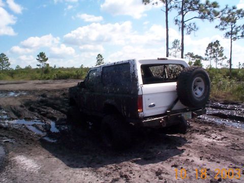 1992 Ford Bronco - Matt trying to back out of the thick stuff. Looked like he might get stuck here at one point.