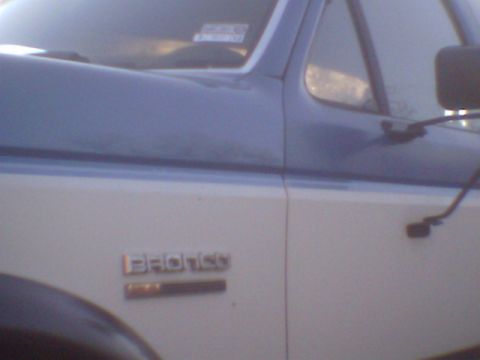 1979 Ford Bronco - Side view of a 1979 Ford Bronco with its emblem clearly visible.