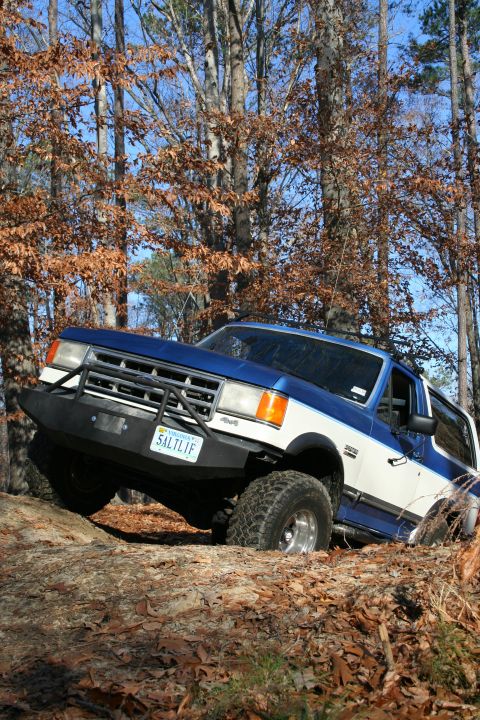 1982 Ford Bronco - This Ford Bronco navigates a challenging off-road course.