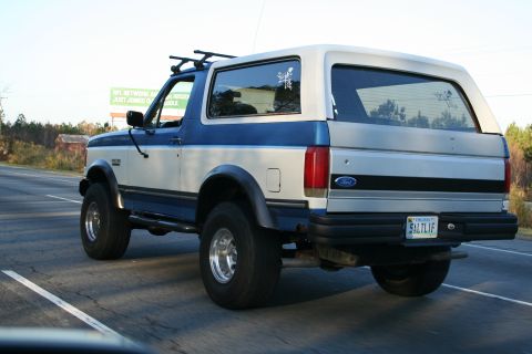 1982 Ford Bronco - This Ford Bronco, seen from the rear, appears to be from the early to mid-1990s, not 1982.
