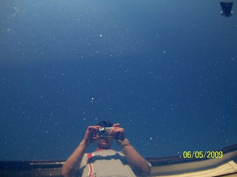 1993 Ford Probe - A person's reflection is visible on a blue surface, holding a camera to take the photo, with a date and website overlay.