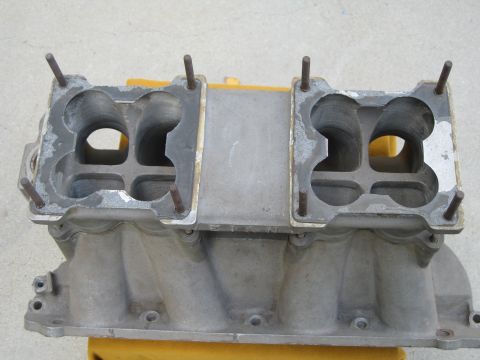 1969 Ford Mustang - This aluminum intake manifold features four intake ports on each side and is shown from the top.