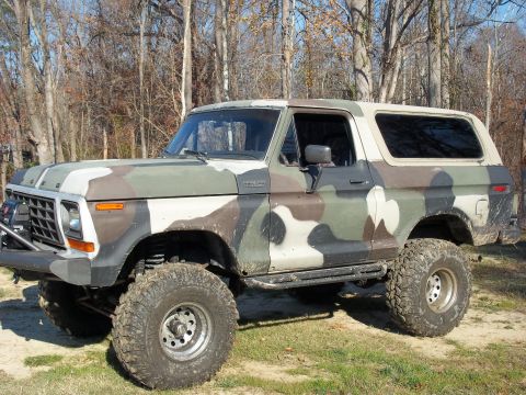 1979 Ford Bronco - This lifted Ford Bronco features a distinctive camouflage paint scheme and is ready for off-road adventures.