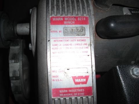 1968 Ford Bronco - This photo shows a Warn Industries winch, not a 1968 Ford Bronco. The winch has a serial number and load ratings visible.