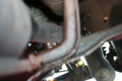 1982 Ford Bronco - Undercarriage view showing exhaust and suspension components.