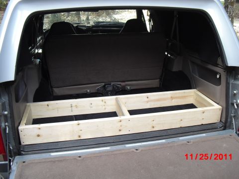 1996 Ford Bronco - Phase 1 of frame construction; 2x6's fastened with glue and 3" drywall screws