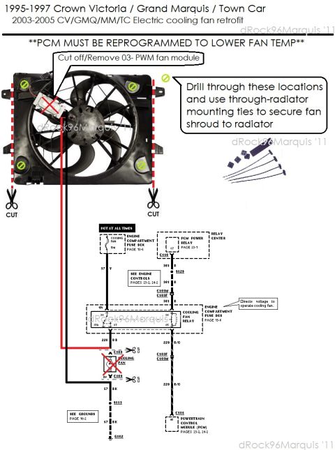 1996 Mercury Grand Marquis - 03-05 Cv/GMQ/MM/TC electric cooling fan retrofit into 95-97 CV/GMQ/TC