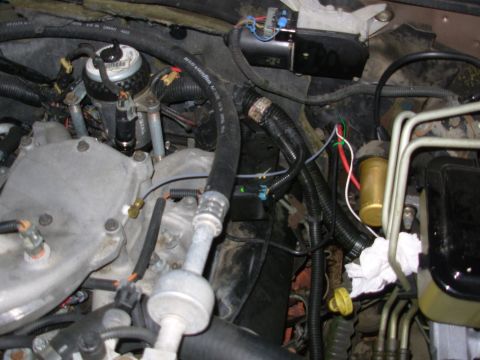 1997 Chevrolet Silverado 3500 - The boost gauge tube goes through the same previously-unused grommet with the fog light wire (white), and the cables for the power inverter…
