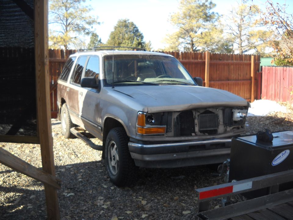 1992 Ford Explorer front view, missing grille and headlights