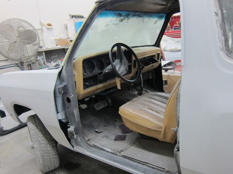 1987 Dodge 1500 - Interior view of a 1987 Dodge 1500 pickup truck, ready for restoration.