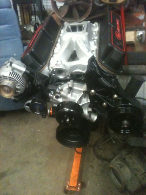 1993 Ford Bronco - This is a Ford V8 engine assembly, likely for a performance application, with an aluminum intake and black valve covers.