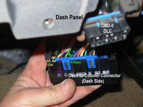 1997 Chevrolet Silverado 3500 - I've decided to use the simple shunt with a switch for my all-on headlight mod. My first step was to ID the wires in the column connectors.…
