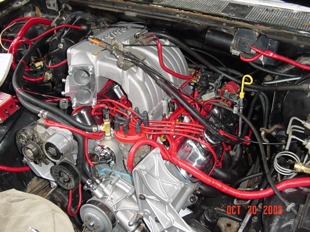 Plug wires are on, and linkage is hooked up