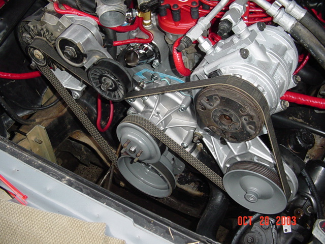 Non-smog pump belt routing