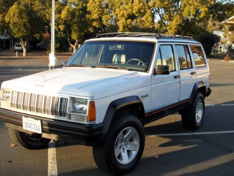 1994 Jeep Cherokee - 1994 Jeep Cherokee parked outdoors with trees and a light pole visible.