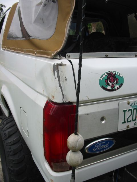 1992 Ford Bronco - new tail light installed. at some point down the road I get a dent puller and fix this. but for now at least I have a tail light again.