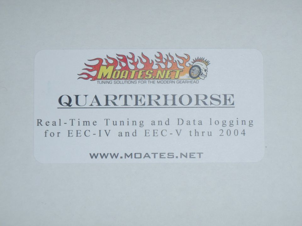 Sticker for Moates.net Quarterhorse, showing tuning solutions for EEC-IV and EEC-V thru 2004