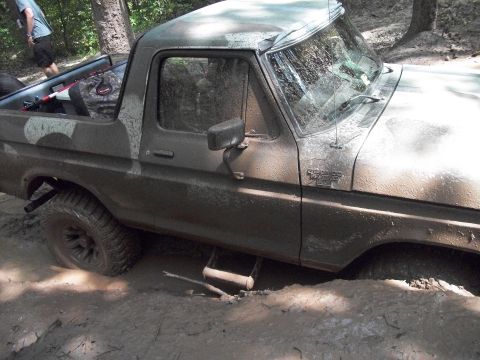 1979 Ford Bronco - This 1979 Ford Bronco is stuck deep in the mud during an off-road excursion.